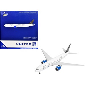 Boeing 777-200ER Commercial Aircraft "United Airlines Star Alliance" White with Black 1/400 Diecast Model Airplane by GeminiJets - 1 of 4