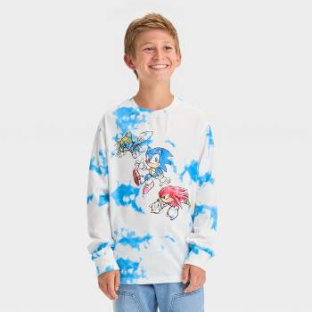 Boys' Tie-Dye Sonic Long Sleeve Graphic T-Shirt - art class™ Blue/White