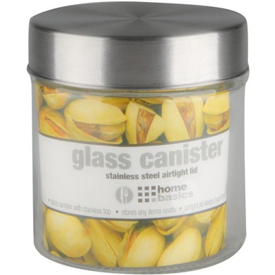 Home Basics Small 25 oz. Round Glass Canister with Air-Tight Stainless Steel Twist Top Lid, Clear