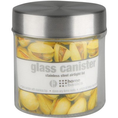 Home Basics Small 25 oz. Round Glass Canister with Air-Tight Stainless Steel Twist Top Lid, Clear