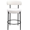 PAGED Modern Counter Height Stools with Round Low Back, 26" Seat Height Barstools with Black Metal Legs for Kitchen Island, Set of 2 - 3 of 4