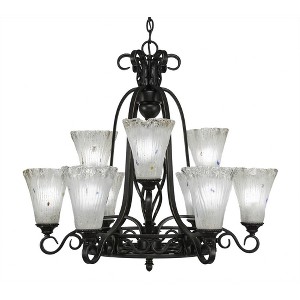 Toltec Lighting Elegante 9 - Light Chandelier in  Dark Granite with 5.5" Fluted Frosted Crystal Shade - 1 of 1