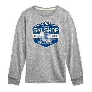 Boys' - Peanuts - Snoopy and Woodstock Ski Shop Long Sleeve Graphic T-Shirt - 1 of 4