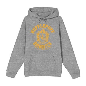 Harry Potter Hufflepuff Quidditch Crest Long Sleeve Unisex Adult Hooded Sweatshirt - 1 of 1