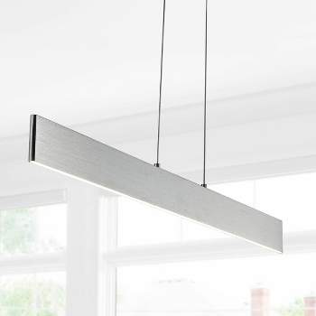 40" Adjustable Metal Draper Dimmable Linear Pendant (Includes Energy Efficient Light Bulb) Silver - JONATHAN Y