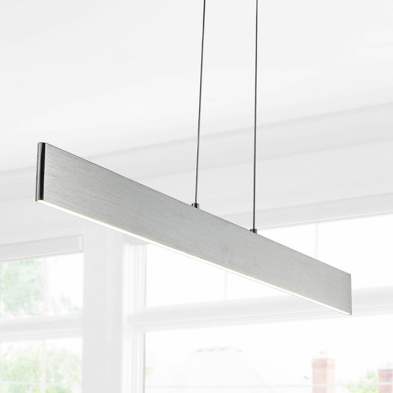 40&#34; Adjustable Metal Draper Dimmable Linear Pendant (Includes Energy Efficient Light Bulb) Silver - JONATHAN Y, 1 of 6