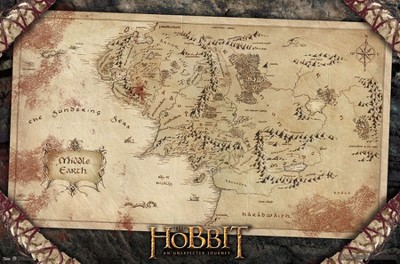 Trends International 24X36 The Hobbit: An Unexpected Journey - Map Framed Wall Poster Prints