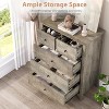 5 Drawer Tall Dresser for Bedroom with Deep Storage Drawers, Modern Wood Grain Chest with Metal Knobs, Narrow Vertical Clothes Organizer, White - 4 of 4