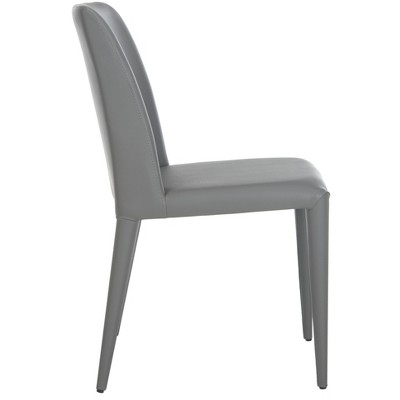 Grey Faux Leather Upholstered Dining Side Chair Set with Metal Legs