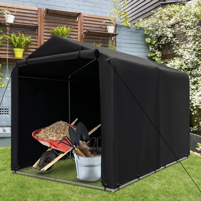 Heavy Duty Black Metal and PE Outdoor Storage Shelter Tent