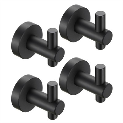 OUTSUPPLY 4-Pack Matte Black Wall Hooks for Bathroom, Bedroom, Entryway with Screws, Space Saving Design