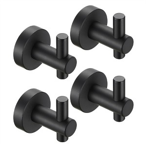 OUTSUPPLY 4-Pack Matte Black Wall Hooks for Bathroom, Bedroom, Entryway with Screws, Space Saving Design - 1 of 4