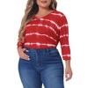 Agnes Orinda Women's Plus Size Tie Dye 3/4 Sleeve Side Slit V Neck Trendy Spring Tops - 2 of 4