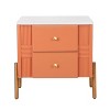 CAVINAS Modern Nightstand with 2 Storage Drawer,Fluted Bedside Table with Golden Metal Handles and Legs,Nightstand for Bedroom - 3 of 4