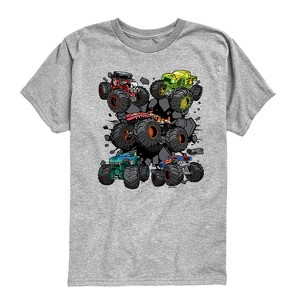 Boys' - Hot Wheels - Monster Truck Grids Short Sleeve Graphic T-Shirt - 1 of 4