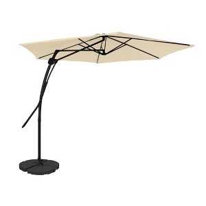 Mondawe 10 ft. Square Cantilever Outdoor Market Umbrella 360-Degree Swivel With Base Stand Included - 1 of 4