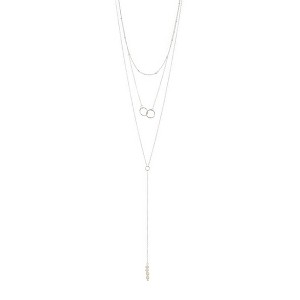 Adornia Rhodium Plated Pearl Y- Lariat Layered Necklace - 1 of 2