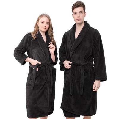 American Soft Linen Turkish Warm Fleece Bathrobe, Mens and Womens Robes, 1 Piece Shawl Collar  Adult Matching Couple Robes for your Bathroom