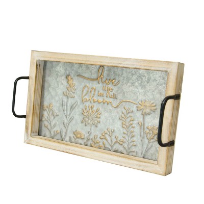 VIP Wood 14 in. Brown Life in Full Bloom Tray