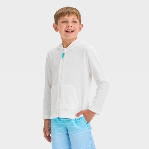 Детский топ Cat & Jack Boys' Solid Zip-Up Cover Up Top, цвет: Белый
