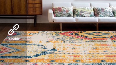 Bohemian Geometric Easy-Care Multicolor 5' x 7' Area Rug