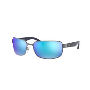 Ray Ban Rb3566ch 65mm Men S Rectangle Sunglasses Polarized Blue Mirror Chromance Lens Target