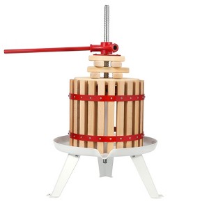 WhizMax Manual Fruit Wine Press, Wood Steel Fruit and Wine Press With T-Handle, Wine Making Press for Outdoor, Kitchen, Assembly Required - 1 of 4