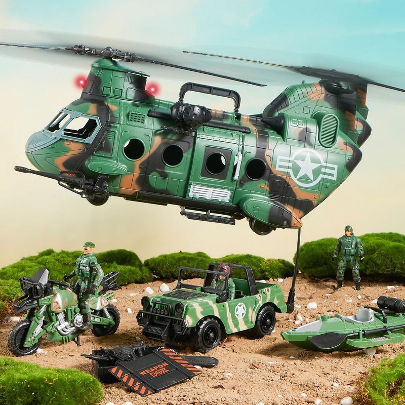 JOYIN 10pcs Army Helicopter Toys and Boys Military Toys Helicopter with Realistic Light, Sound & Handle, Bruder Trucks, Boat Kids Gifts, 4 of 7