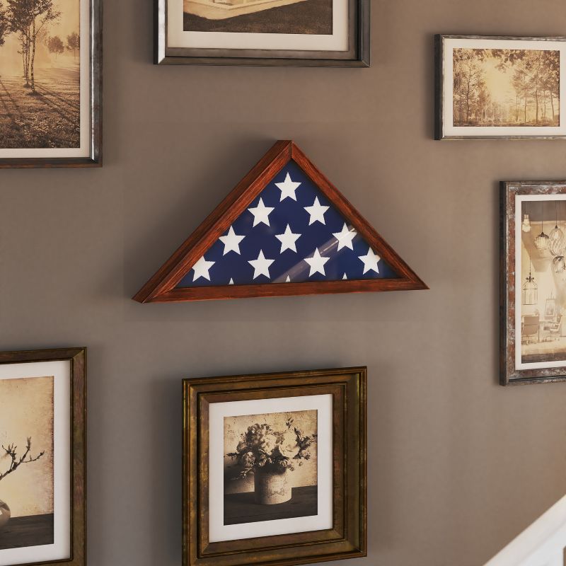 Merrick Lane Solid Wood Military Memorial Flag Display Case for 9.5' x 5' American Veteran Flag, 4 of 12