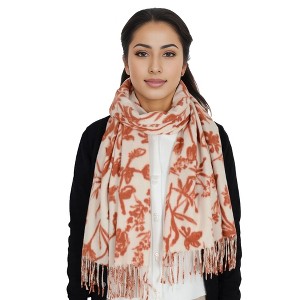 Anna-Kaci Women's Floral Print Winter Scarf Soft Cashmere Feel Fringe Shawl Wrap Scarves for Evening Dress - 1 of 4