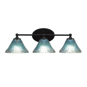 Toltec Lighting Capri 3 - Light Vanity in  Matte Black with 7" Teal Crystal Shade - 1 of 1