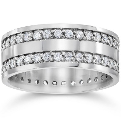 Pompeii3 1 1/2ct Double Row Diamond Eternity Ring 14K White Gold