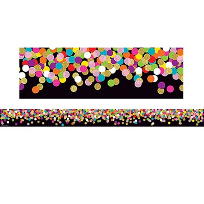 Teacher Created Resources Colorful Confetti on Black Straight Border Trim, 35 Feet (Pack of 6)