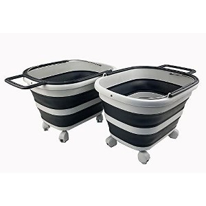 SAMMART 17L (4.5 Gallons) Collapsible Plastic Laundry Basket with Handle & Wheels - 1 of 4