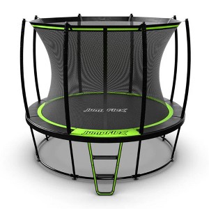 JumpFlex HERO 10 Foot Round Trampoline for Kids Outdoor Backyard Play Equipment Playset with Net Safety Enclosure and Ladder, Green/Black - 1 of 4
