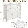 Chest of Dressers with 3 Drawers, Night Stand with Gold Handles, Large Clothes Storage Cabinet for Bedroom, Nursery, Living Room, Closet, White - 2 of 4