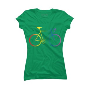 Adult Design By Humans Rainbow Bike Cyclist Pride By Bonganva T-Shirt - 1 of 2