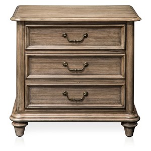 HOMES: Inside + Out Nial 3 Drawer Nail Nightstand Natural : Rustic Bedside Table with Metal Glides - 1 of 4