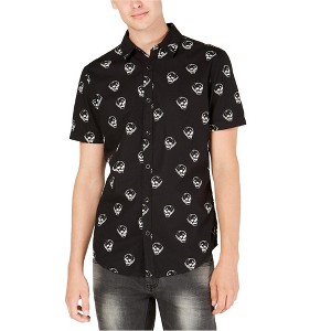 I.N.C International Concepts Mens Skull Button Up Shirt, Black, X-Small - 1 of 1