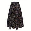 Coolmee Women's Maxi Skirt Elastic High Waist Pleated Floral Printed A-Line Boho Long Skirts - 2 of 4