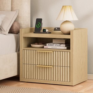 Modern Nightstand With Charging Station - 1 of 4
