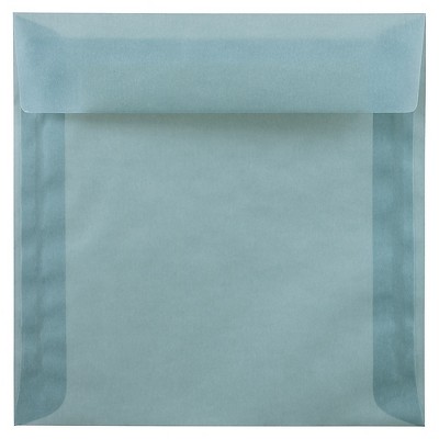 JAM Paper 8 x 8 Square Translucent Vellum Invitation Envelopes Ocean Blue 1592130B