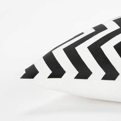 Black and White Chevron Cotton Square Pillow