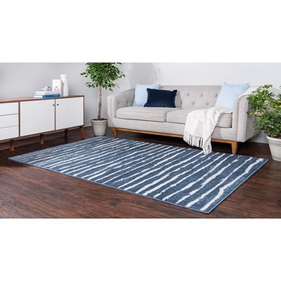 Coastal Breeze Blue Stripe 8' x 10' Synthetic Outdoor Rug