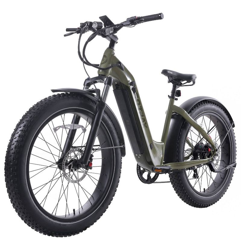 GOTRAX Adult Fat Tire 26&#34; Step Through Electric Hybrid Bike - Green, 1 of 10