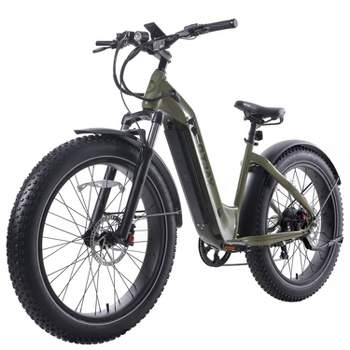 GOTRAX Adult Fat Tire 26" Step Through Electric Hybrid Bike - Green