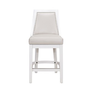 HomeRoots 26" Gray And White Faux Leather And Solid Wood Counter Height Swivel Bar Chair - 1 of 4