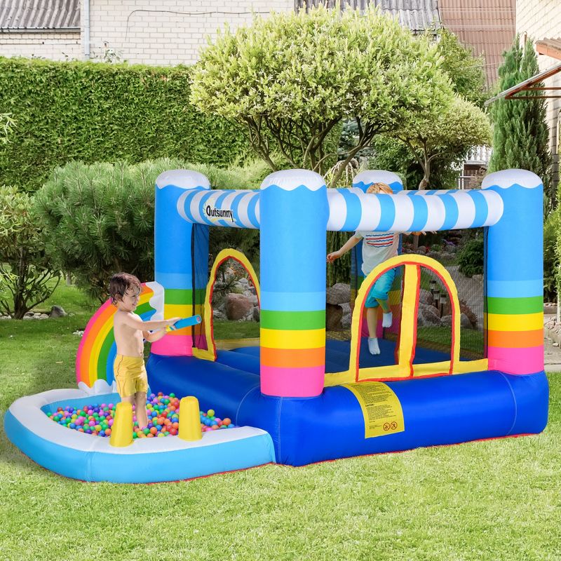 Outsunny Inflatable Bounce House for Kids 2-in-1 Jumping Castle with Trampoline, Pool, Carry Bag & Air Blower, 4 of 10