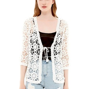 Anna-Kaci Women's Floral Crochet Open Front Vest for Daily Wear - 1 of 4