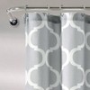 Washable 72x 72 bathroom shower curtain with bold trellis print, light gray. - 3 of 4